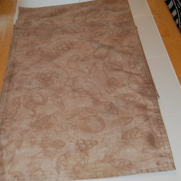 4 Tan/Brown/Beige Tone Fruit & Leaves Print Placemats 13 1/4" Wide by 18" Long - Picture 11 of 12